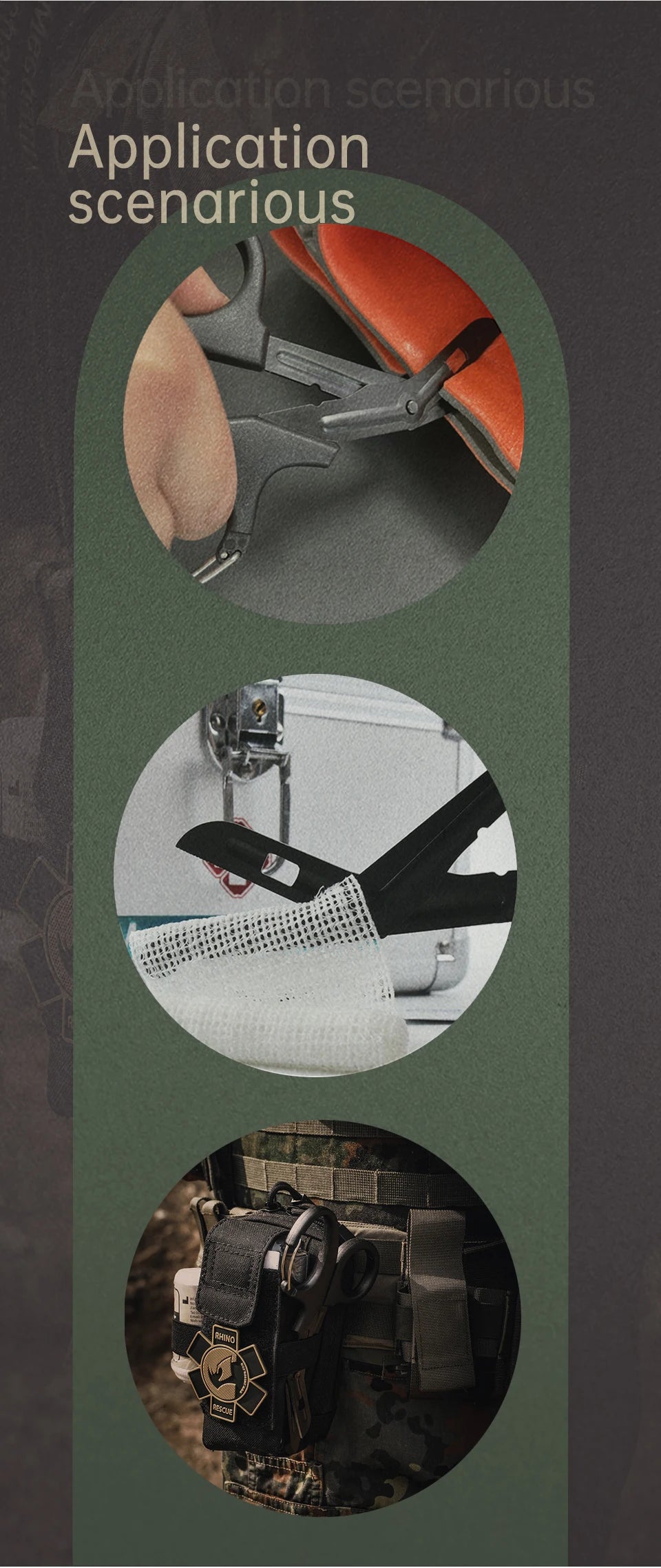 Rhino Rescue Trauma Shears 7.5" Premium Stainless Steel Medical Emergency Scissors with Non-Stick Blades, Fluoride-Coated 1PC