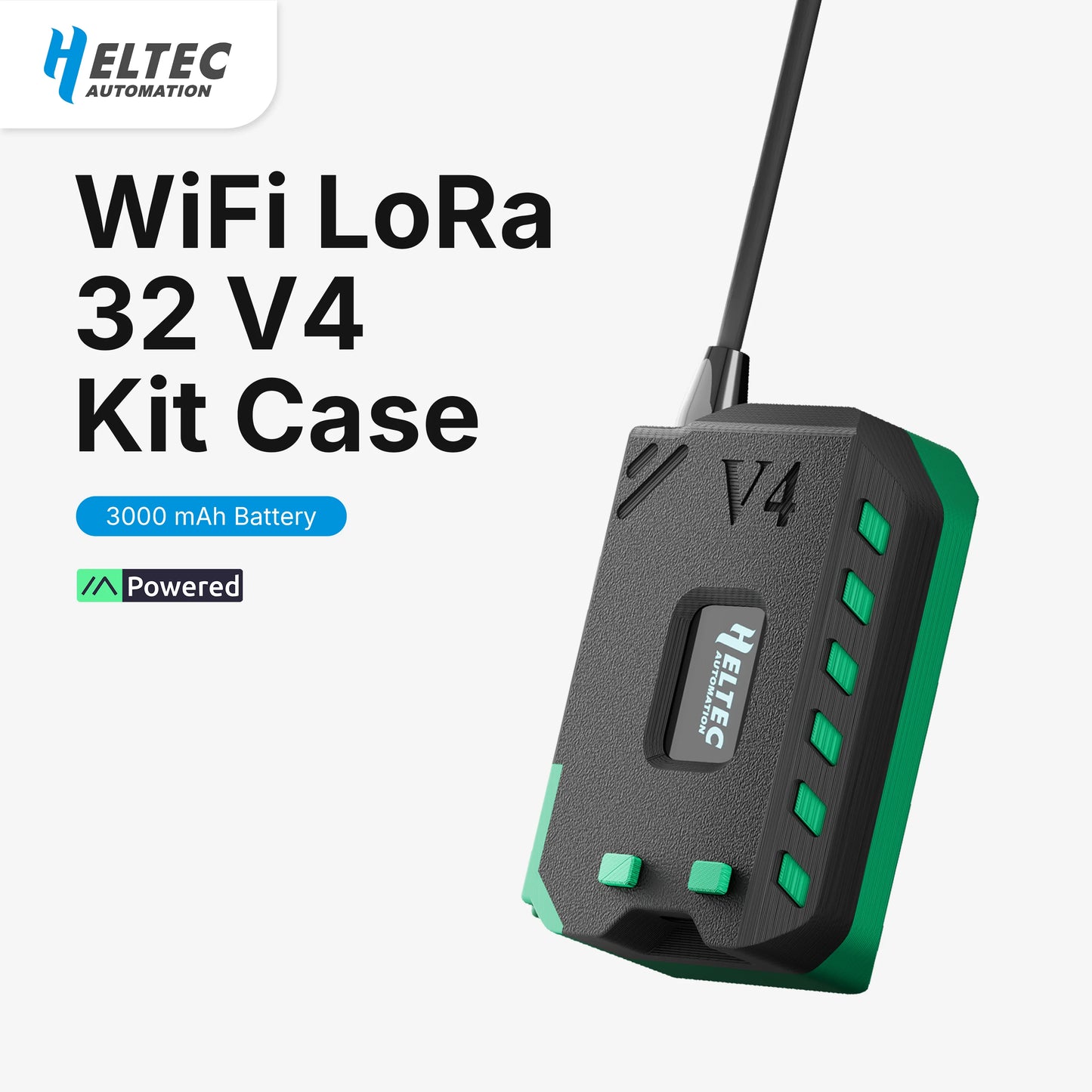 Heltec V4 Meshtastic WiFi LoRa 32 Dev-Board Case Set with 3000mAh Battery Soft Antenna ESP32 SX1262 Solar Powered