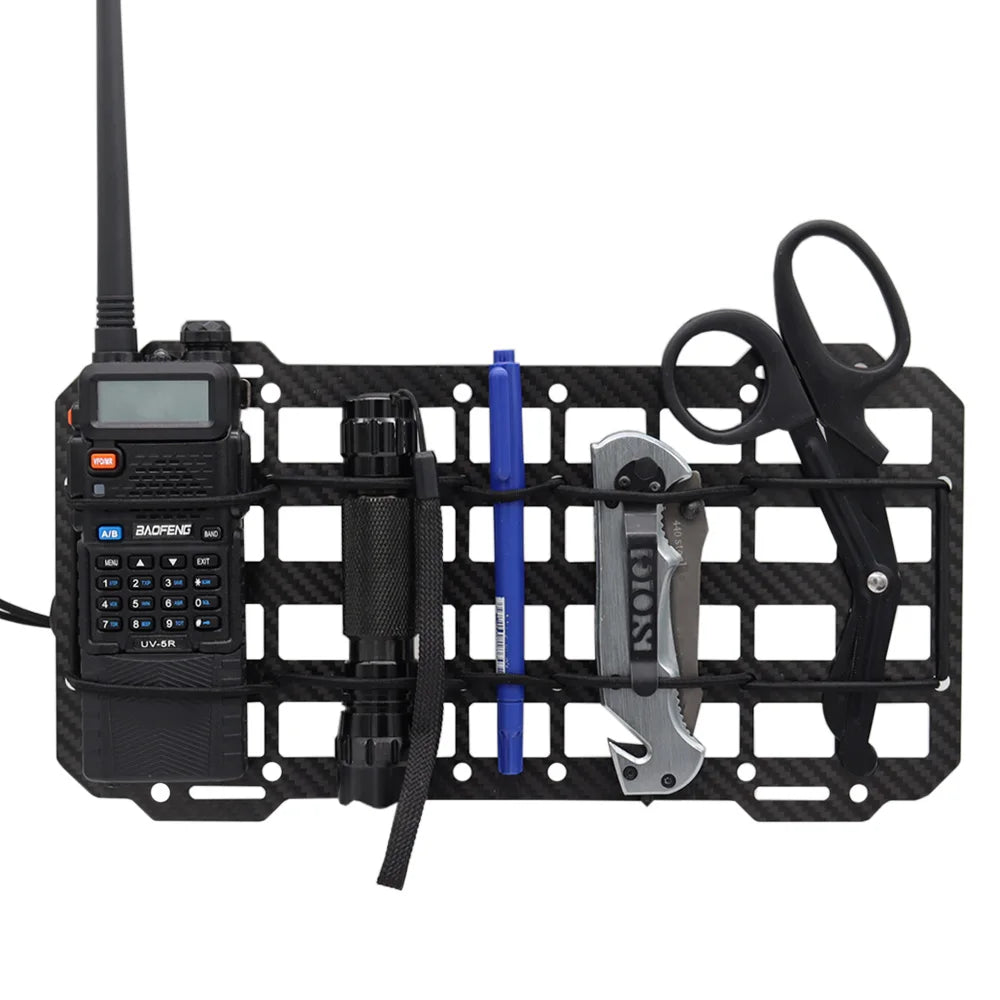 Carbon Fiber Tactical Car Visor Organizer EDC Tool Hanger For Vehicle, SUV, Truck Rigid Molle Panel Hunting Airsoft Gear