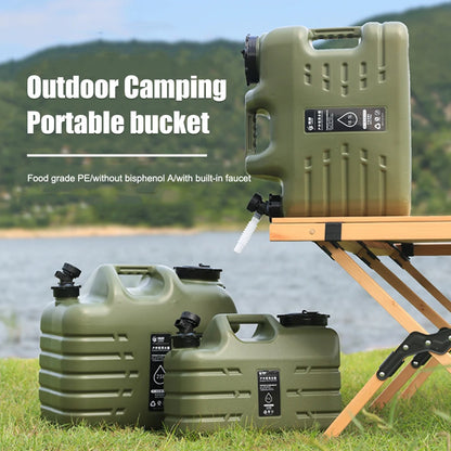 11L Water Bucket Large Capacity Portable Drinking Water Canister with Detachable Faucet No Leakage for Outdoor Travel Driving