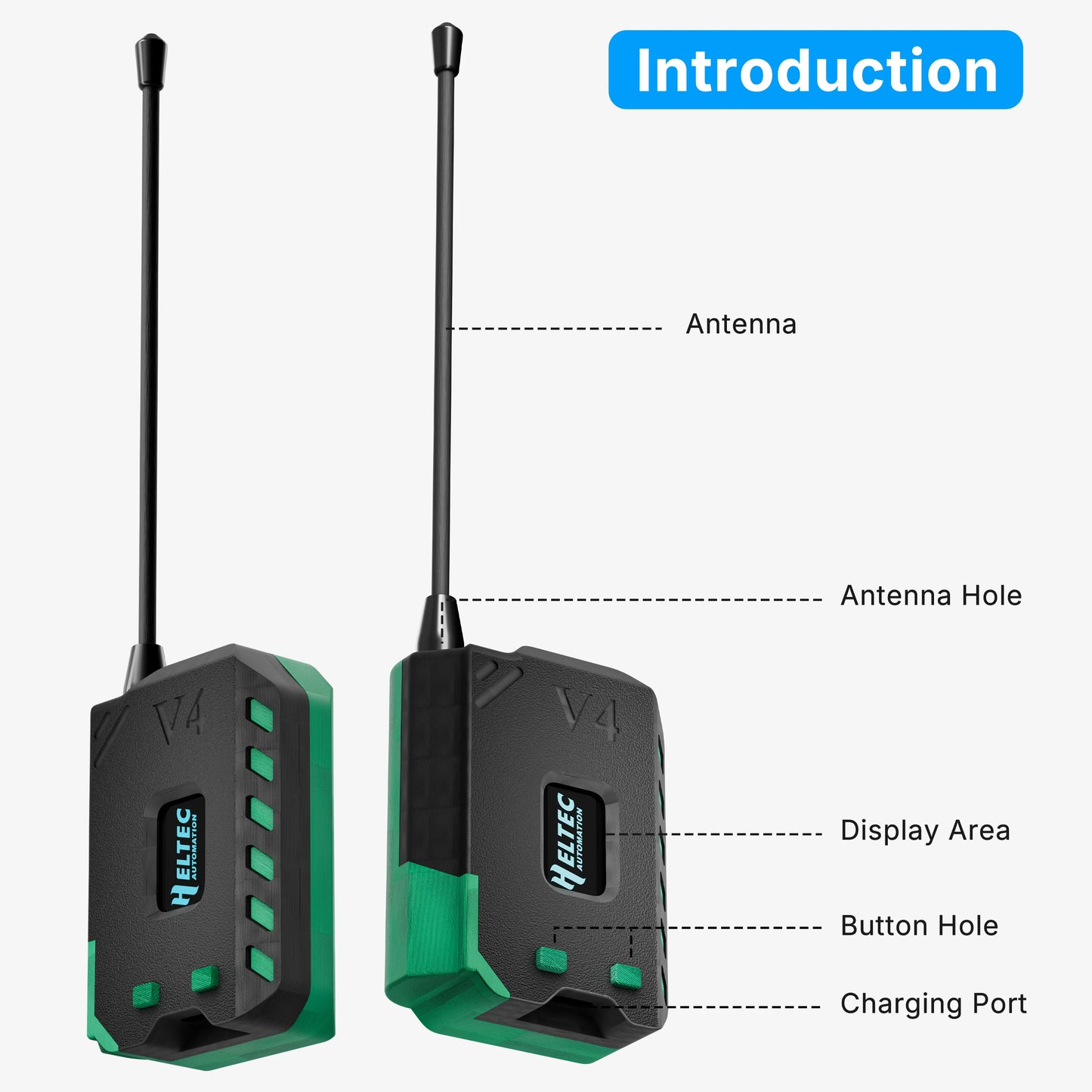 Heltec V4 Meshtastic WiFi LoRa 32 Dev-Board Case Set with 3000mAh Battery Soft Antenna ESP32 SX1262 Solar Powered