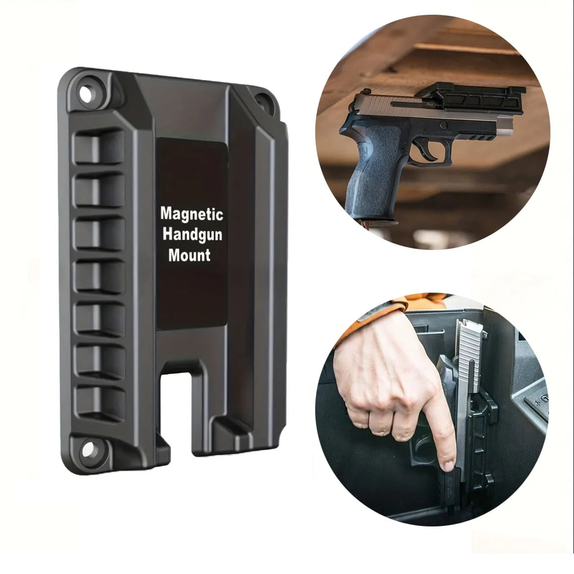 Tactical Magnetic Gun Mount HQ Rubber Coated Gun Magnet Buckler Series for Car Desks Walls Concealed Gun Holder for Handgun