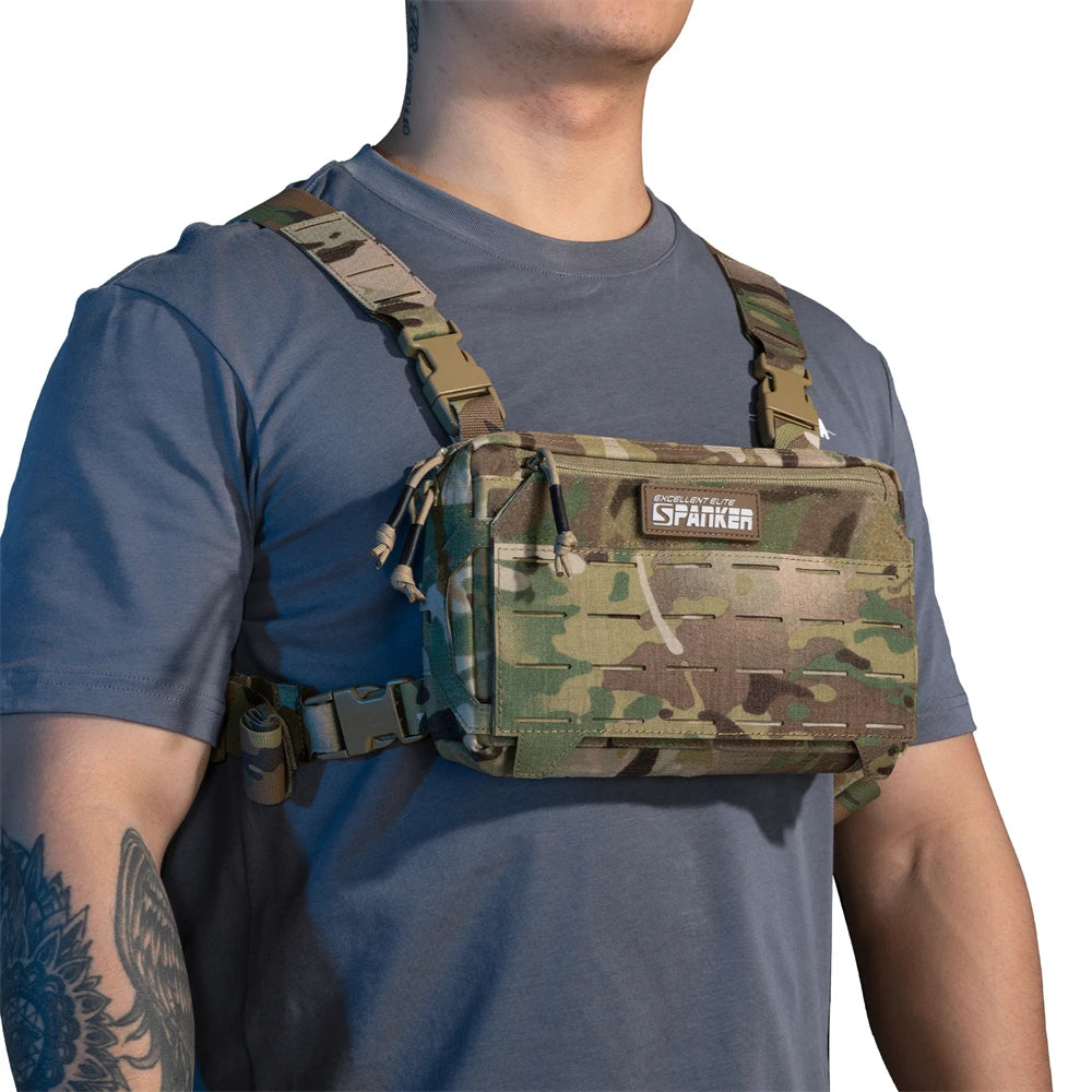 Tatcical Chest Rig Pouch Men's Functional Vest Bag Survival Army CAMO Molle System Kit Bag Backpack Locomotive Backpack
