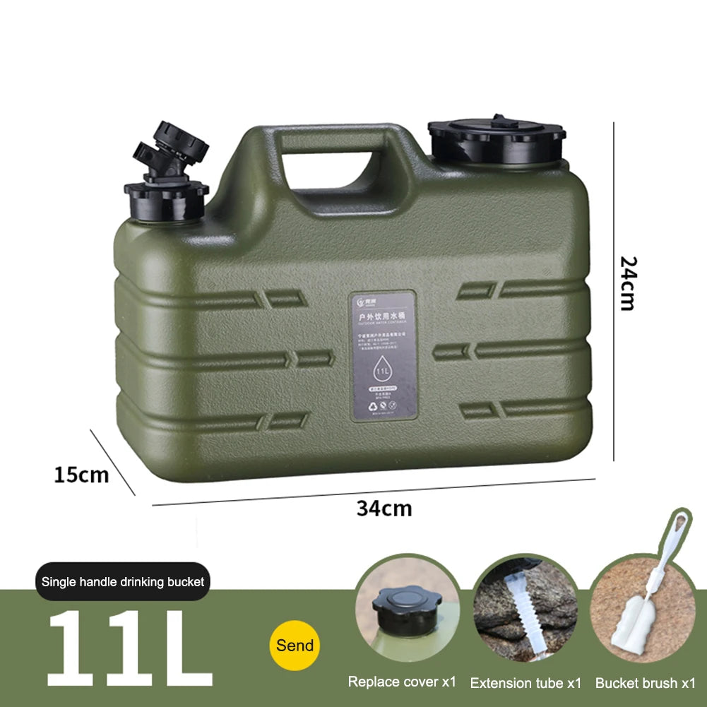 11L Water Bucket Large Capacity Portable Drinking Water Canister with Detachable Faucet No Leakage for Outdoor Travel Driving