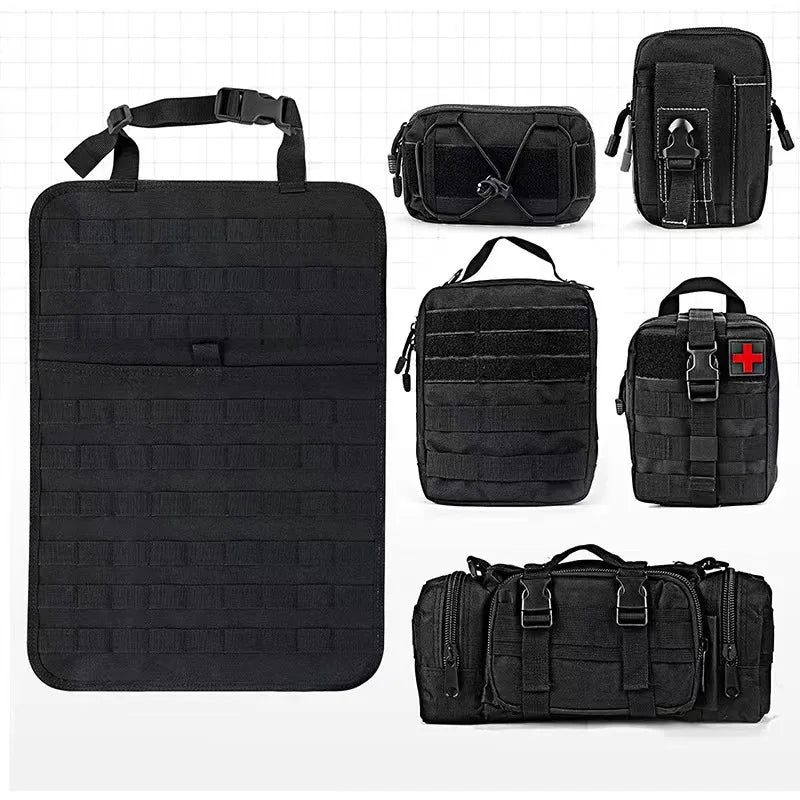 Tactical Car Seat Back Organizer Tactical Vehicle Panel Organizer with 5 Detachable Molle Pouches Universal fits Most of Vehicle