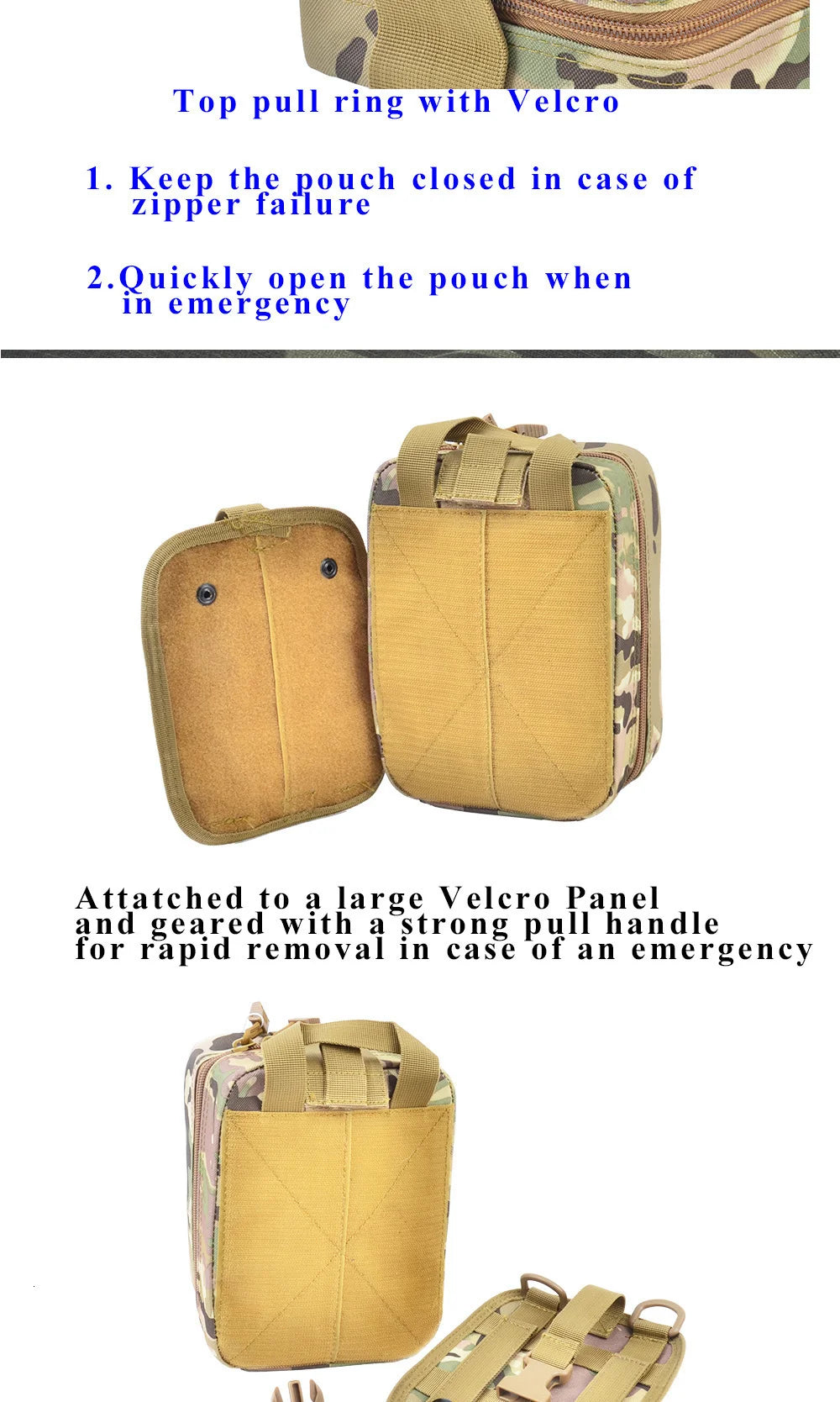 TACTIFANS First Aid Pouch Patch Bag Molle Hook and Loop Amphibious Tactical Medical kit EMT Emergency EDC Rip-Away Survival IFAK