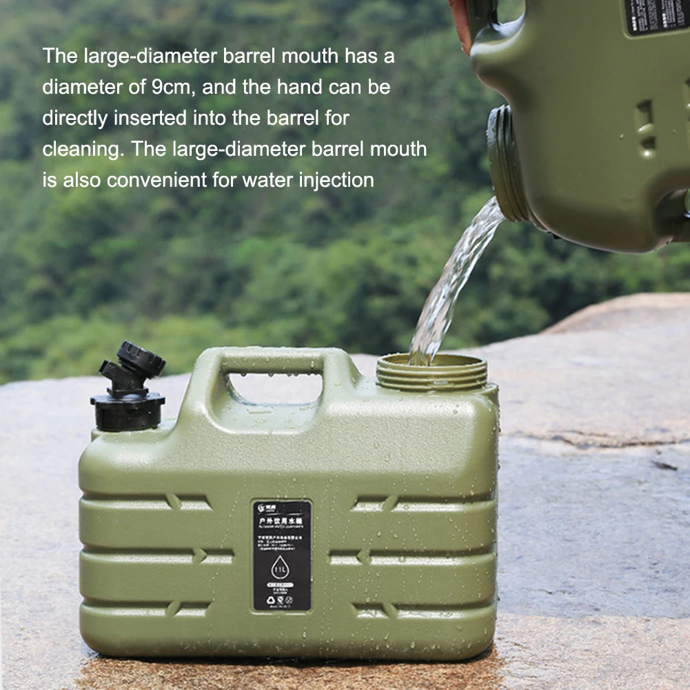 11L Water Bucket Large Capacity Portable Drinking Water Canister with Detachable Faucet No Leakage for Outdoor Travel Driving