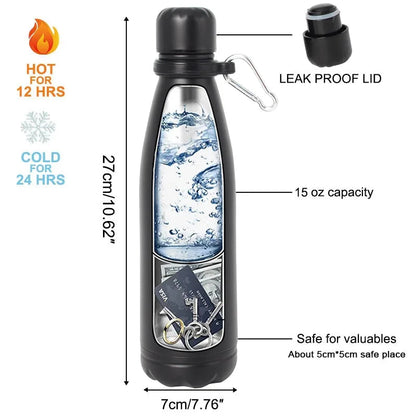Secret Hidden Safe Diversion Water Bottle Steel Secret Stash Spot Can Hidden Safes Storage Compartment for Cards Keys Cash Money