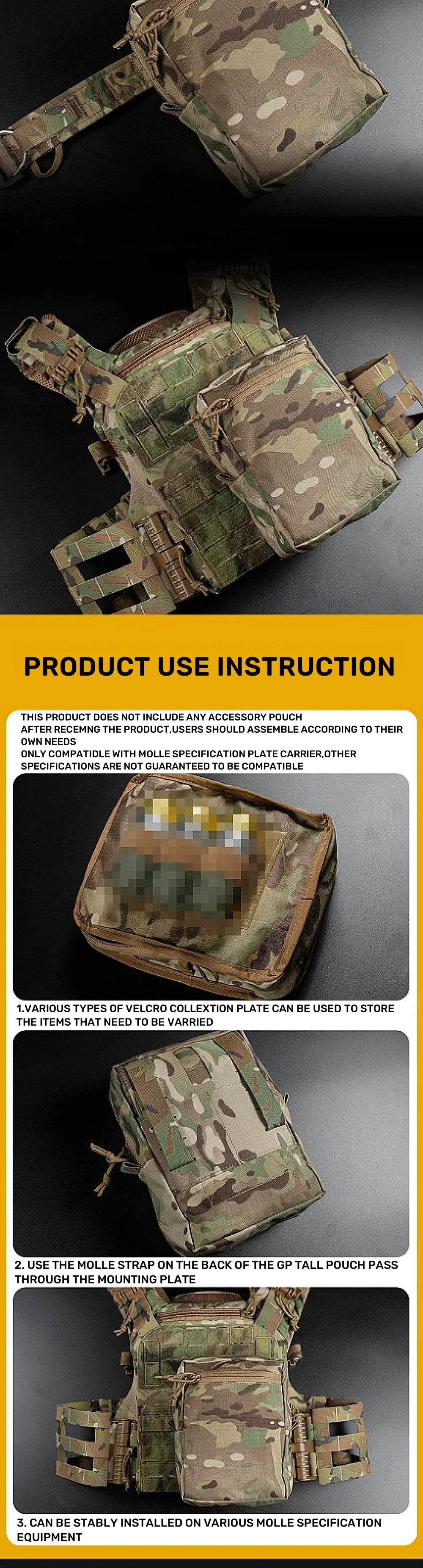 GP Pouch Tall General-Purpose Utility Pack Laser Cut Molle Night Vision Goggles Storage Back Panel Hunting Accessories