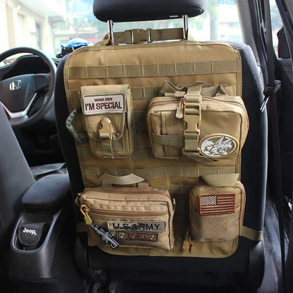 Tactical Car Seat Back Organizer Tactical Vehicle Panel Organizer with 5 Detachable Molle Pouches Universal fits Most of Vehicle