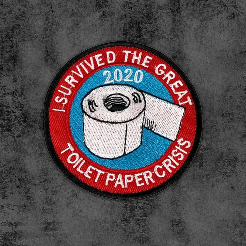 I Survived The Great Toilet Paper TP Crisis 2020 Embroidered Patches Army Military Stickers On Clothes Patch Badge