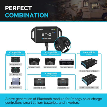 Renogy BT-2 Bluetooth Module RJ45 Communication Port Wirelessly Monitor Real-time Insight Precise Control