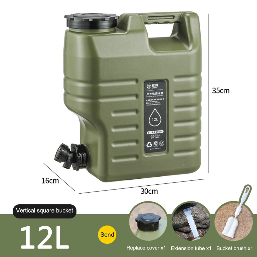 11L Water Bucket Large Capacity Portable Drinking Water Canister with Detachable Faucet No Leakage for Outdoor Travel Driving
