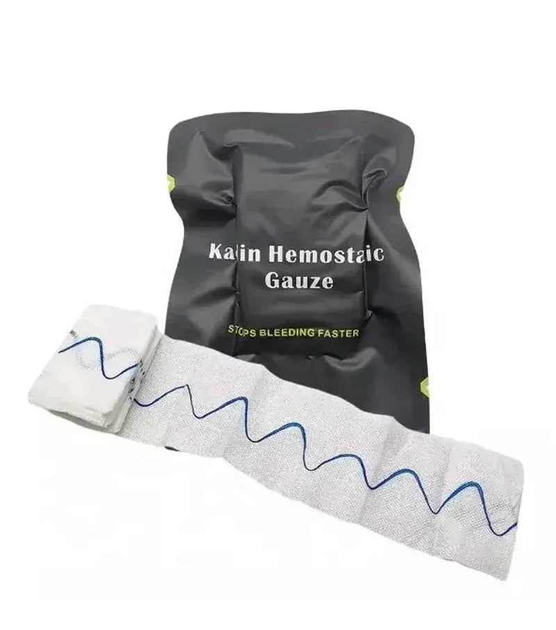 Tactical Kaolin Hemostatic Compressed Gauze Emergency Outdoor Binding Fixed Bandage First Aid Kit Bleeding Trauma Wound Dressing