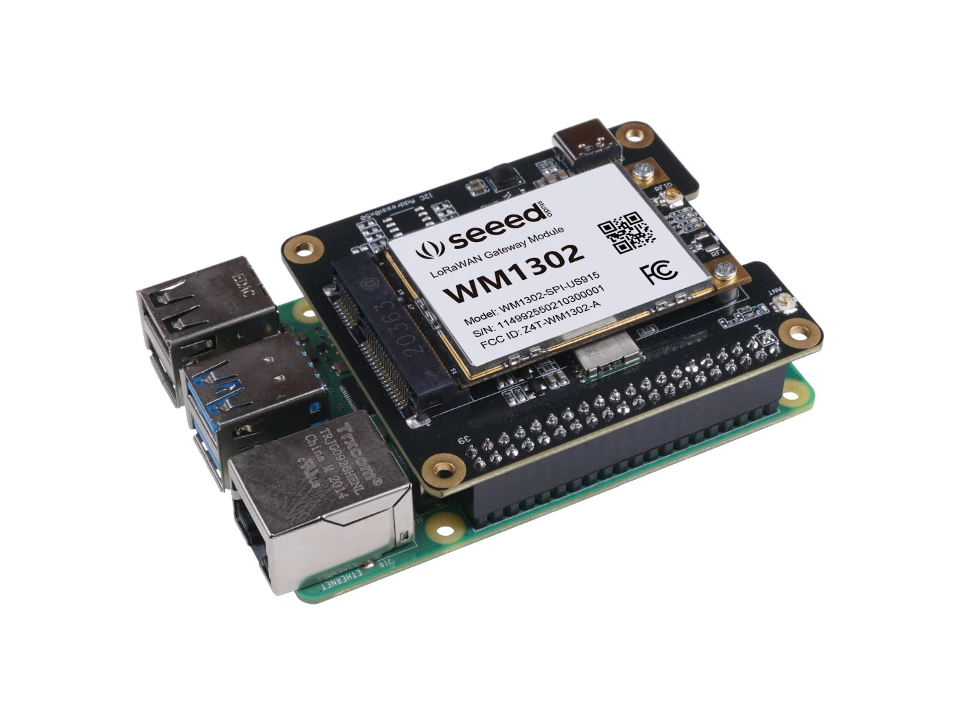 WM1302 Raspberry Pi Hat, Add-on board for WM1302 LoRaWAN Module, Based on LoRa Concentrator Semtech SX1302