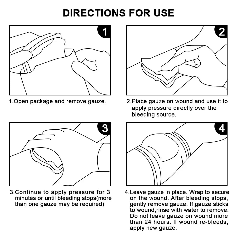 Tactical Kaolin Hemostatic Compressed Gauze Emergency Outdoor Binding Fixed Bandage First Aid Kit Bleeding Trauma Wound Dressing