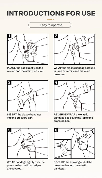 Rhino Rescue 4 Inch Pressure Emergency Bandage Compression Trauma Wound Dressing, Medical Combat  First Aid Kit IFAK New Design