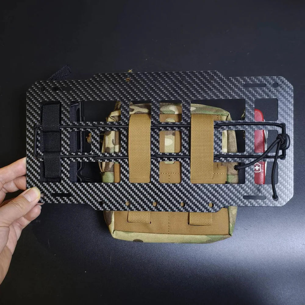 Carbon Fiber Tactical Car Visor Organizer EDC Tool Hanger For Vehicle, SUV, Truck Rigid Molle Panel Hunting Airsoft Gear