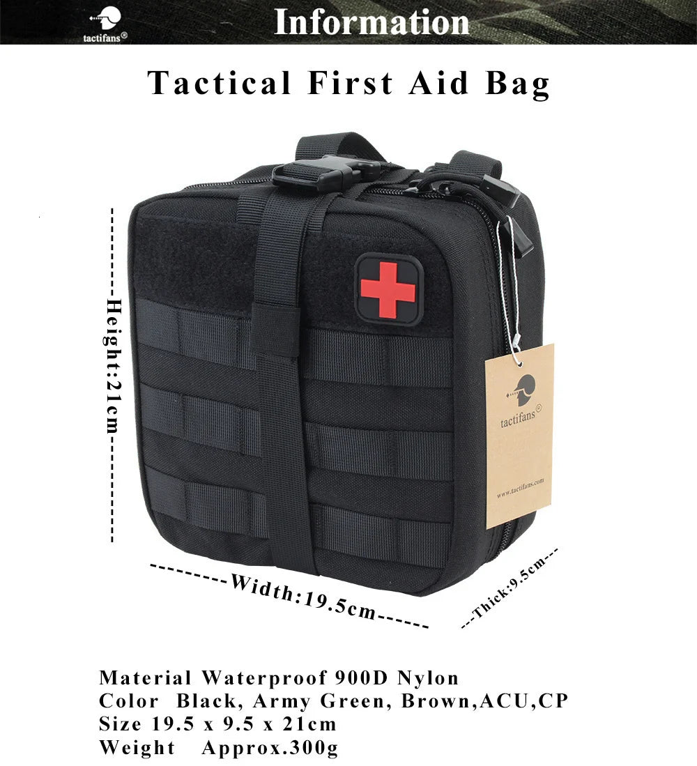 TACTIFANS First Aid Pouch Patch Bag Molle Hook and Loop Amphibious Tactical Medical kit EMT Emergency EDC Rip-Away Survival IFAK