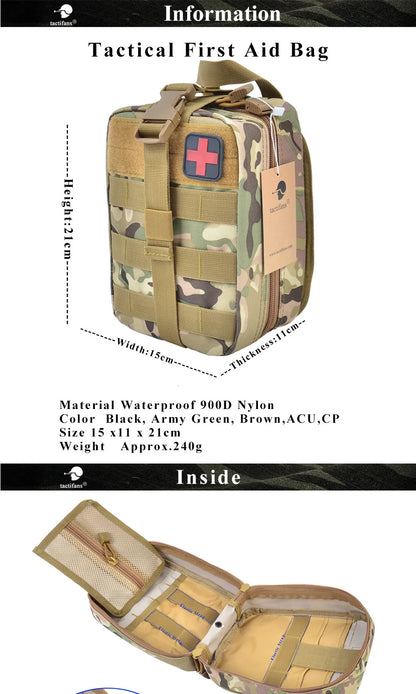 TACTIFANS First Aid Pouch Patch Bag Molle Hook and Loop Amphibious Tactical Medical kit EMT Emergency EDC Rip-Away Survival IFAK