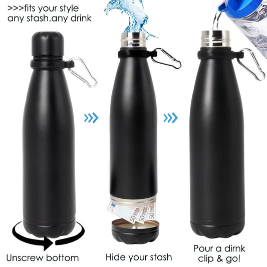 Secret Hidden Safe Diversion Water Bottle Steel Secret Stash Spot Can Hidden Safes Storage Compartment for Cards Keys Cash Money