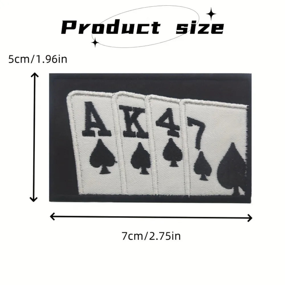 AK47 Poker Funny Meme Velcros Patch Morale Military Hook & Loop Fastener Embroidered for Tactical Molle Backpack, Jackets