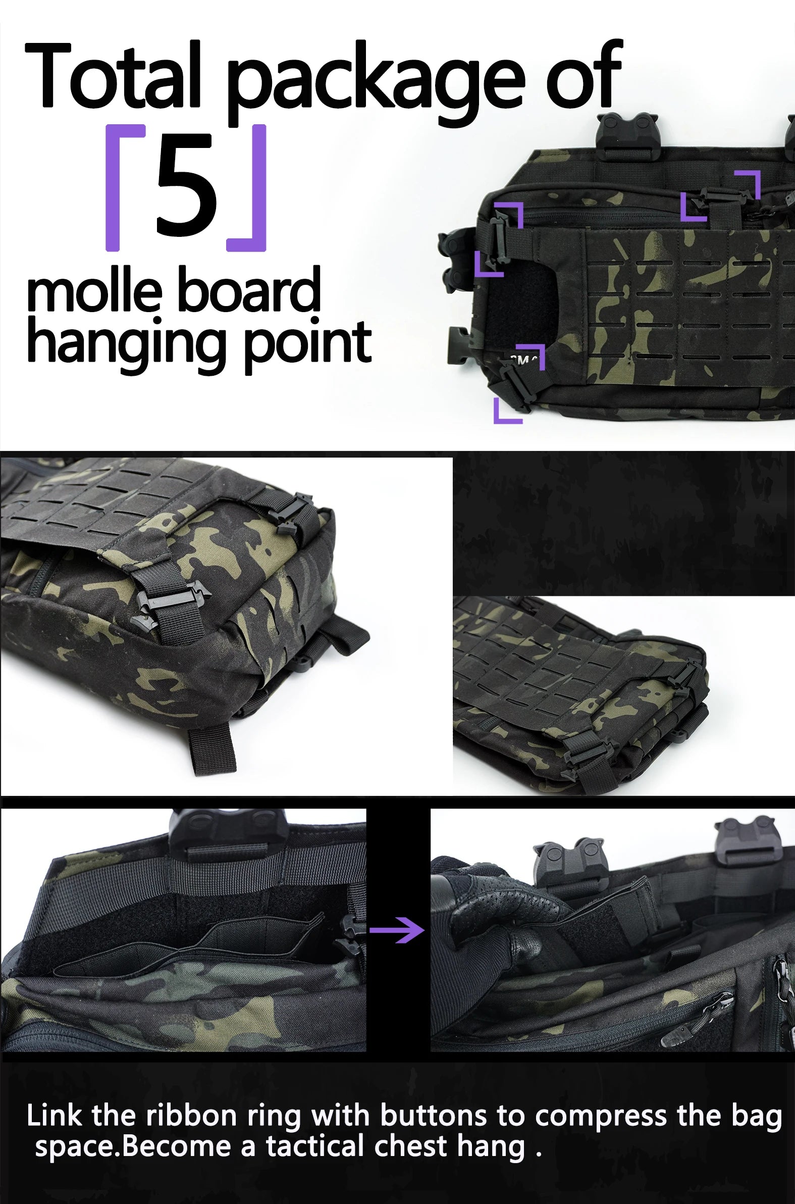 Tactical Backpack Hunting Gear 421X Chest Bag Sports Bags For Men Molle Hunting Camping Shoulder Sling Accessory Strap Outdoor