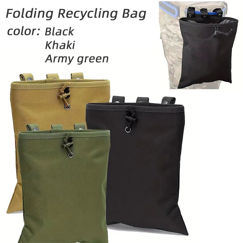 Tactical Hunting Molle Drawstring Magazine Dump Pouch Large Folding Recycling Bag garbage Bag Outdoor Ammo Storage Pack