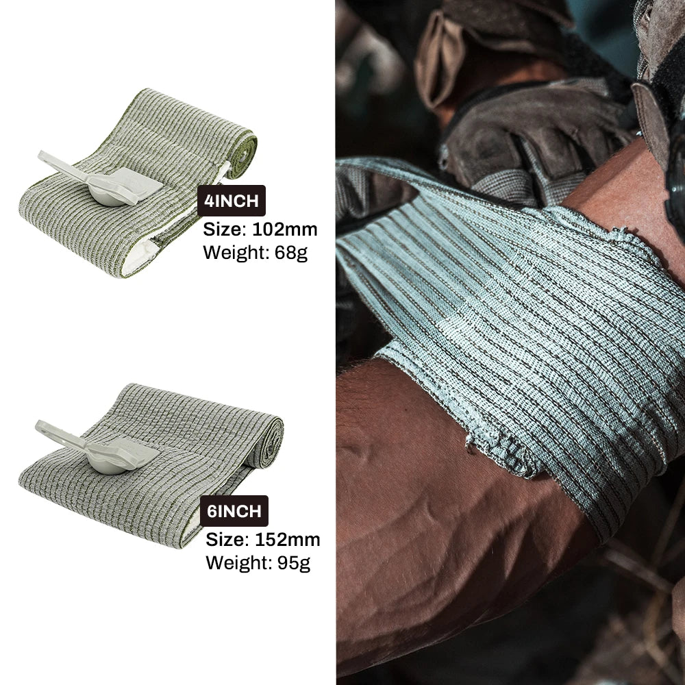 Rhino Rescue 4 Inch Pressure Emergency Bandage Compression Trauma Wound Dressing, Medical Combat  First Aid Kit IFAK New Design