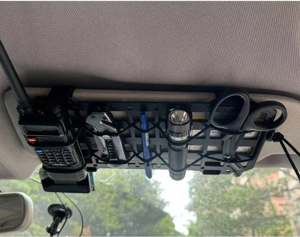 Carbon Fiber Tactical Car Visor Organizer EDC Tool Hanger For Vehicle, SUV, Truck Rigid Molle Panel Hunting Airsoft Gear