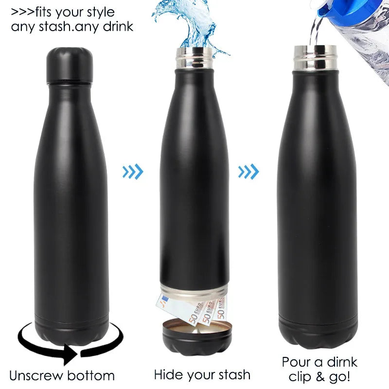 Secret Hidden Safe Diversion Water Bottle Steel Secret Stash Spot Can Hidden Safes Storage Compartment for Cards Keys Cash Money