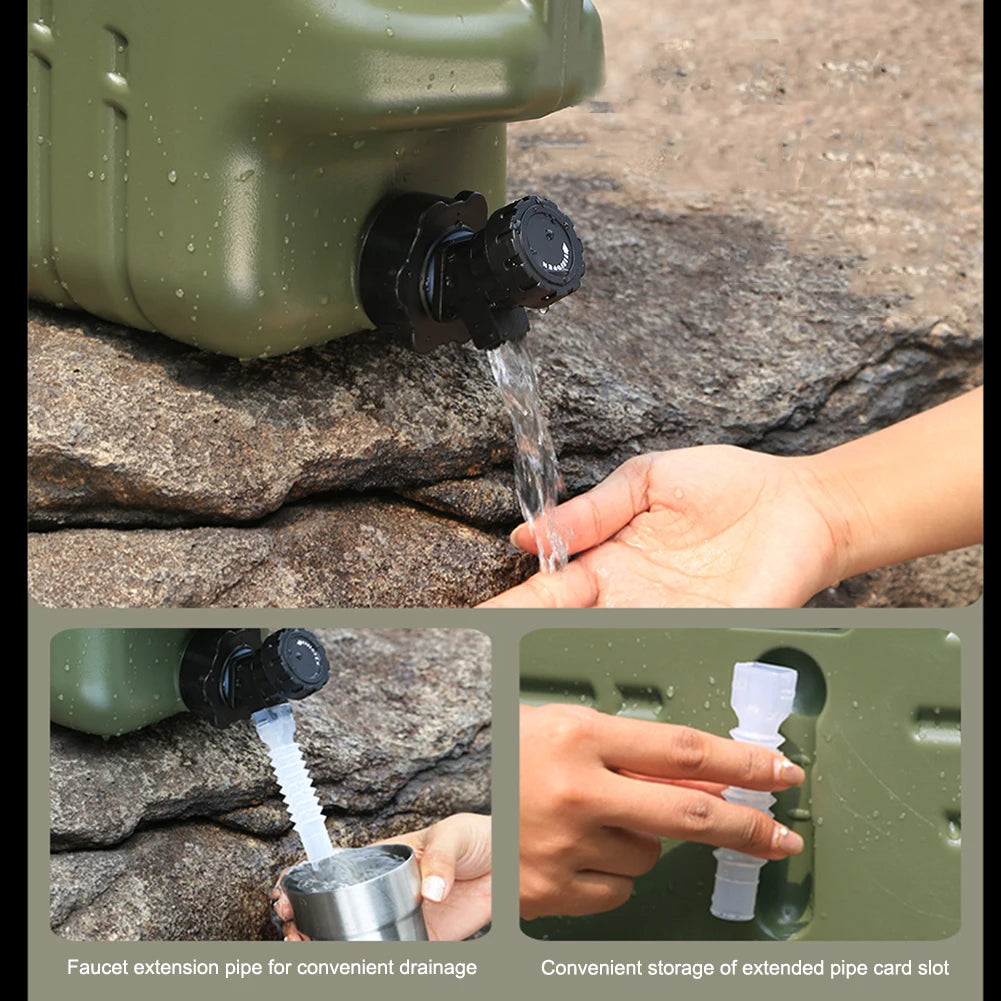 11L Water Bucket Large Capacity Portable Drinking Water Canister with Detachable Faucet No Leakage for Outdoor Travel Driving
