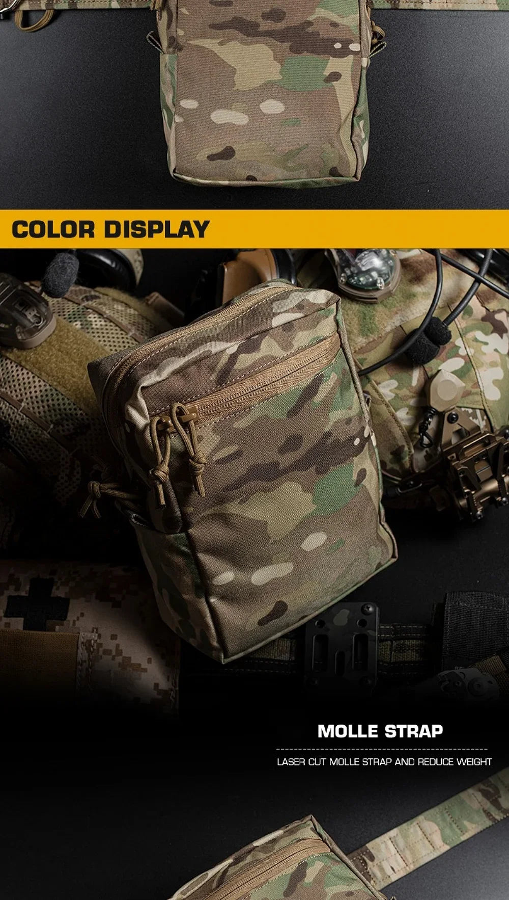 GP Pouch Tall General-Purpose Utility Pack Laser Cut Molle Night Vision Goggles Storage Back Panel Hunting Accessories