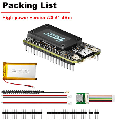 Heltec V4 Meshtastic WiFi LoRa 32 Dev-Board Case Set with 3000mAh Battery Soft Antenna ESP32 SX1262 Solar Powered