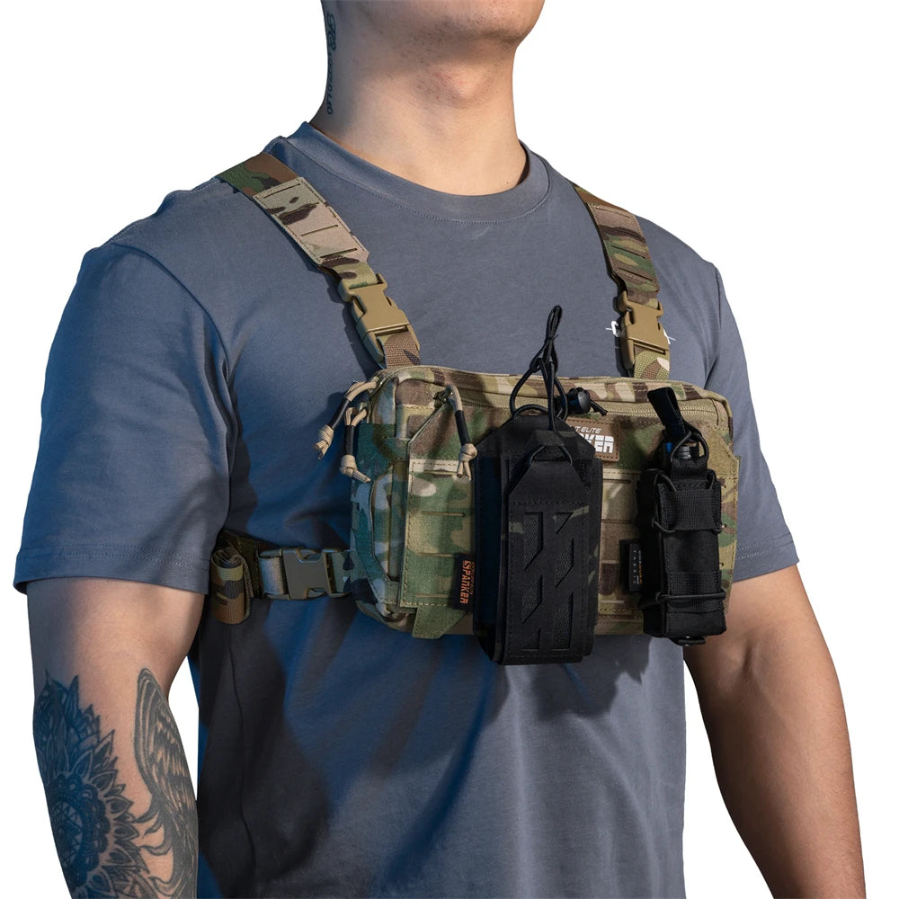 Tatcical Chest Rig Pouch Men's Functional Vest Bag Survival Army CAMO Molle System Kit Bag Backpack Locomotive Backpack