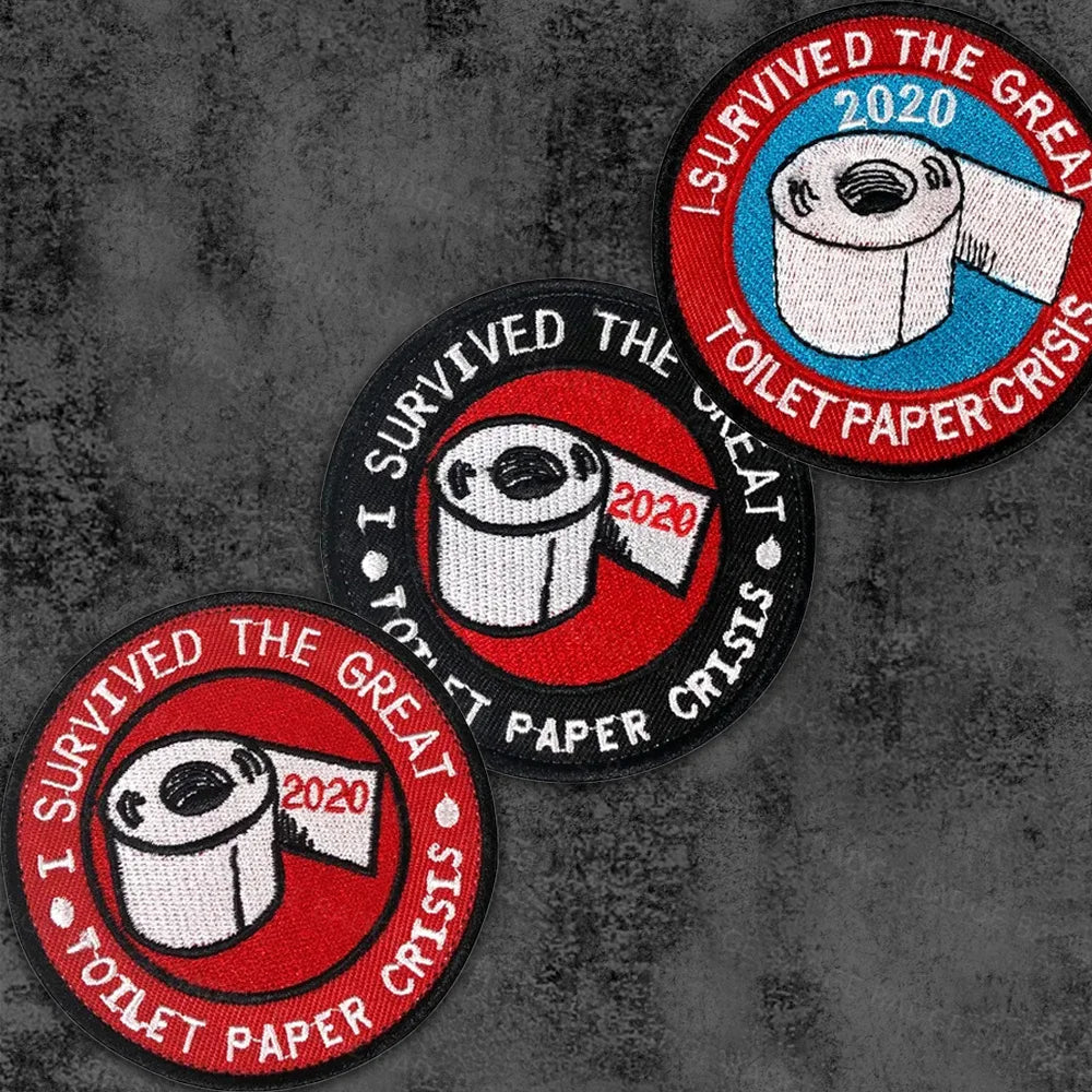 I Survived The Great Toilet Paper TP Crisis 2020 Embroidered Patches Army Military Stickers On Clothes Patch Badge