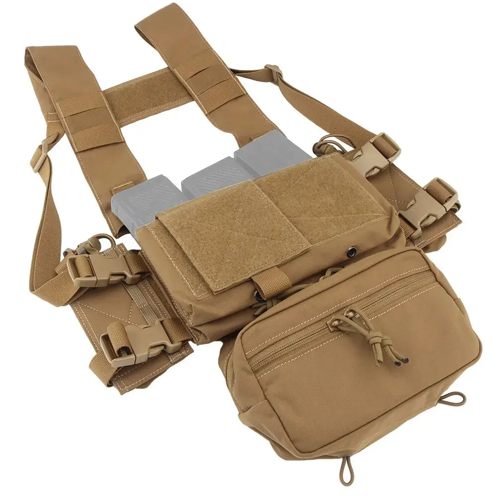 MK4 Chest Rig with 5.56/7.62 Magazine Pouch Holder, Pistol/Wing Pouch, Molle Dangler Pouch