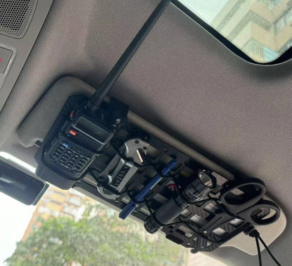 Carbon Fiber Tactical Car Visor Organizer EDC Tool Hanger For Vehicle, SUV, Truck Rigid Molle Panel Hunting Airsoft Gear