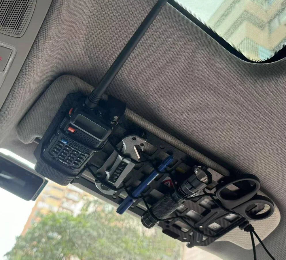 Carbon Fiber Tactical Car Visor Organizer EDC Tool Hanger For Vehicle, SUV, Truck Rigid Molle Panel Hunting Airsoft Gear
