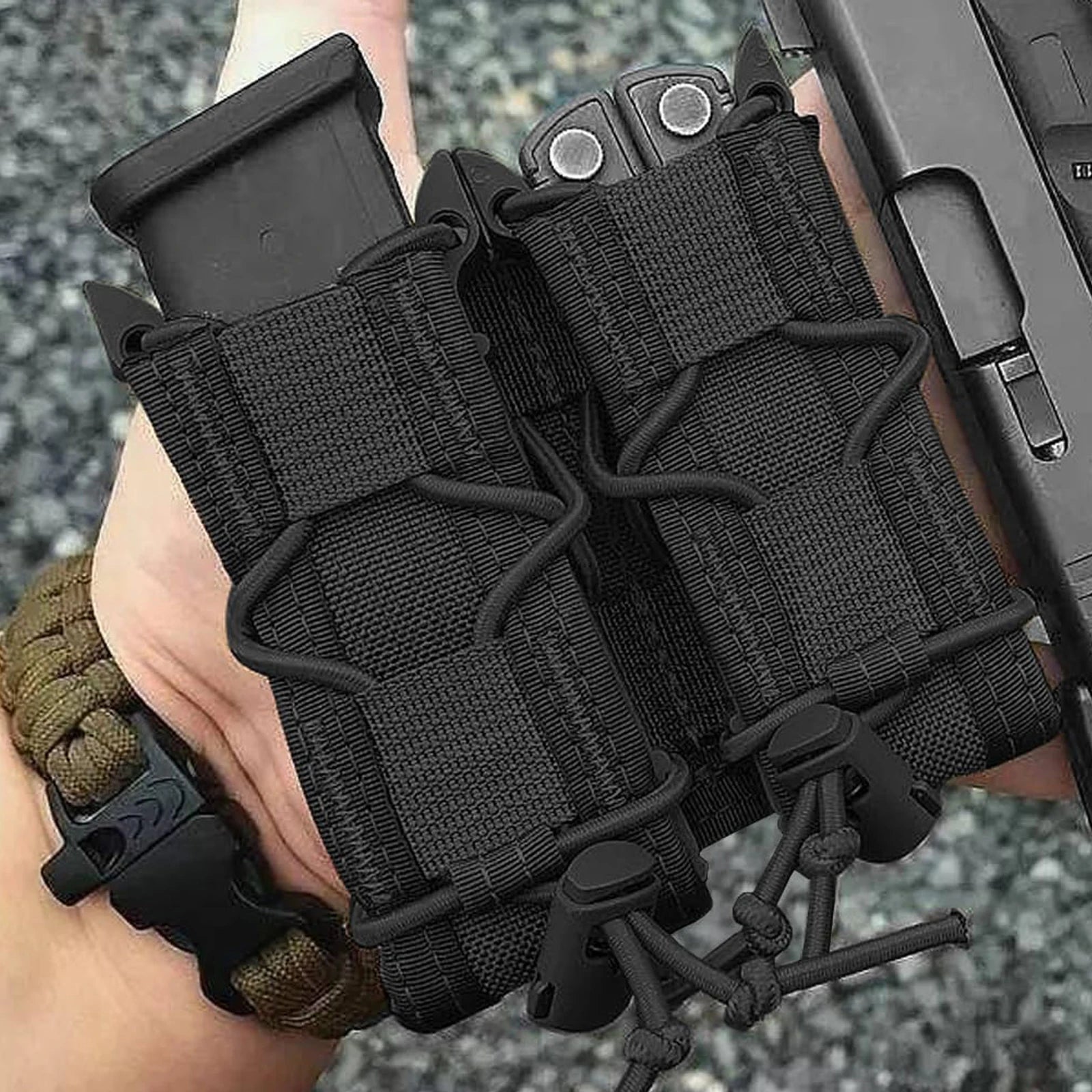 1pc Molle Pistol Mag Pouch Single Double Stack Magazine for 9mm/.40 Calibers 45acp Glock S&W M&P, Sig 226/229, and  so on