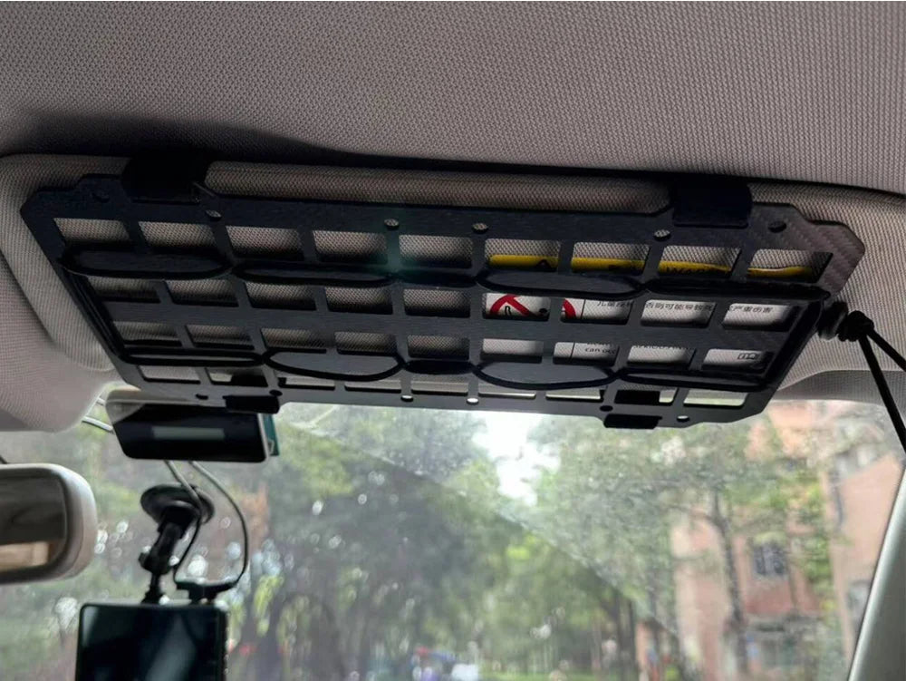 Carbon Fiber Tactical Car Visor Organizer EDC Tool Hanger For Vehicle, SUV, Truck Rigid Molle Panel Hunting Airsoft Gear