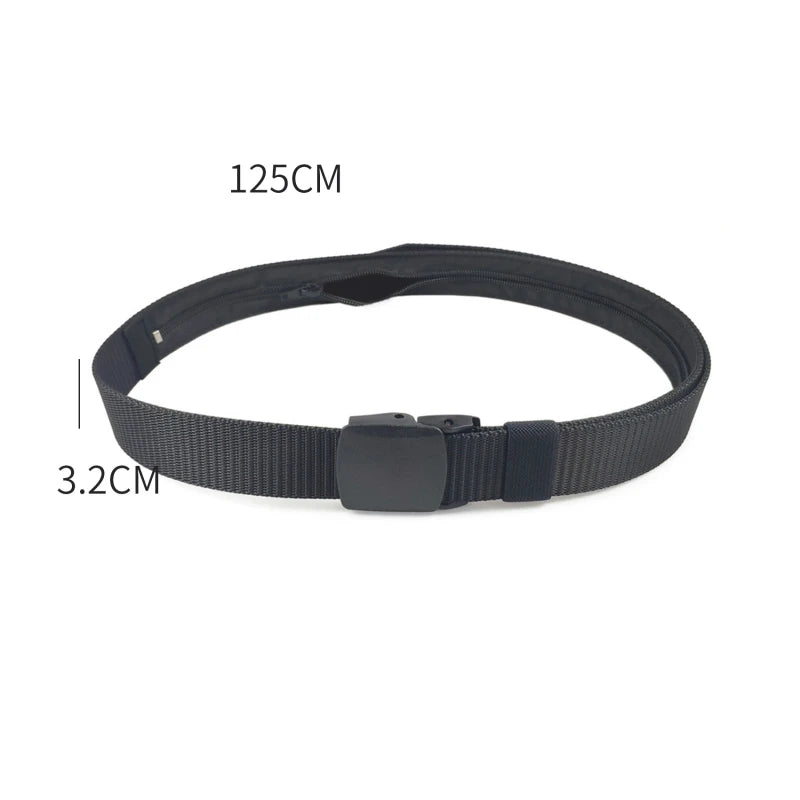 Travel Cash Anti Theft Belt Waist Bag Women Portable Hidden Money Strap Belt Wallet Waist Pack Men Secret Hiding Belt 125cm