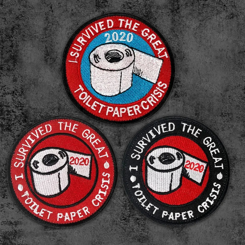 I Survived The Great Toilet Paper TP Crisis 2020 Embroidered Patches Army Military Stickers On Clothes Patch Badge