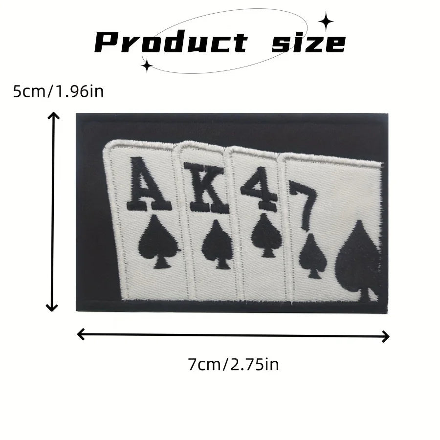 AK47 Poker Funny Meme Velcros Patch Morale Military Hook & Loop Fastener Embroidered for Tactical Molle Backpack, Jackets