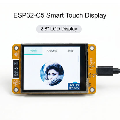 ESP32-C5 with 5GHz Wi-Fi 6 BLE 5.3 ZigBee3.0 Thread 1.3 2.8″ TFT LCD Touchscreen support NM-RF-HAT 16MB FIash 8MB PSRAM OpenClaw