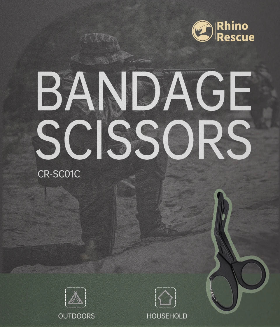 Rhino Rescue Trauma Shears 7.5" Premium Stainless Steel Medical Emergency Scissors with Non-Stick Blades, Fluoride-Coated 1PC