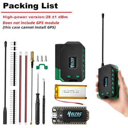 Heltec V4 Meshtastic WiFi LoRa 32 Dev-Board Case Set with 3000mAh Battery Soft Antenna ESP32 SX1262 Solar Powered