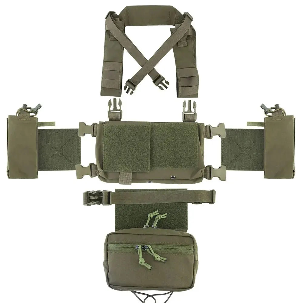 MK4 Chest Rig with 5.56/7.62 Magazine Pouch Holder, Pistol/Wing Pouch, Molle Dangler Pouch