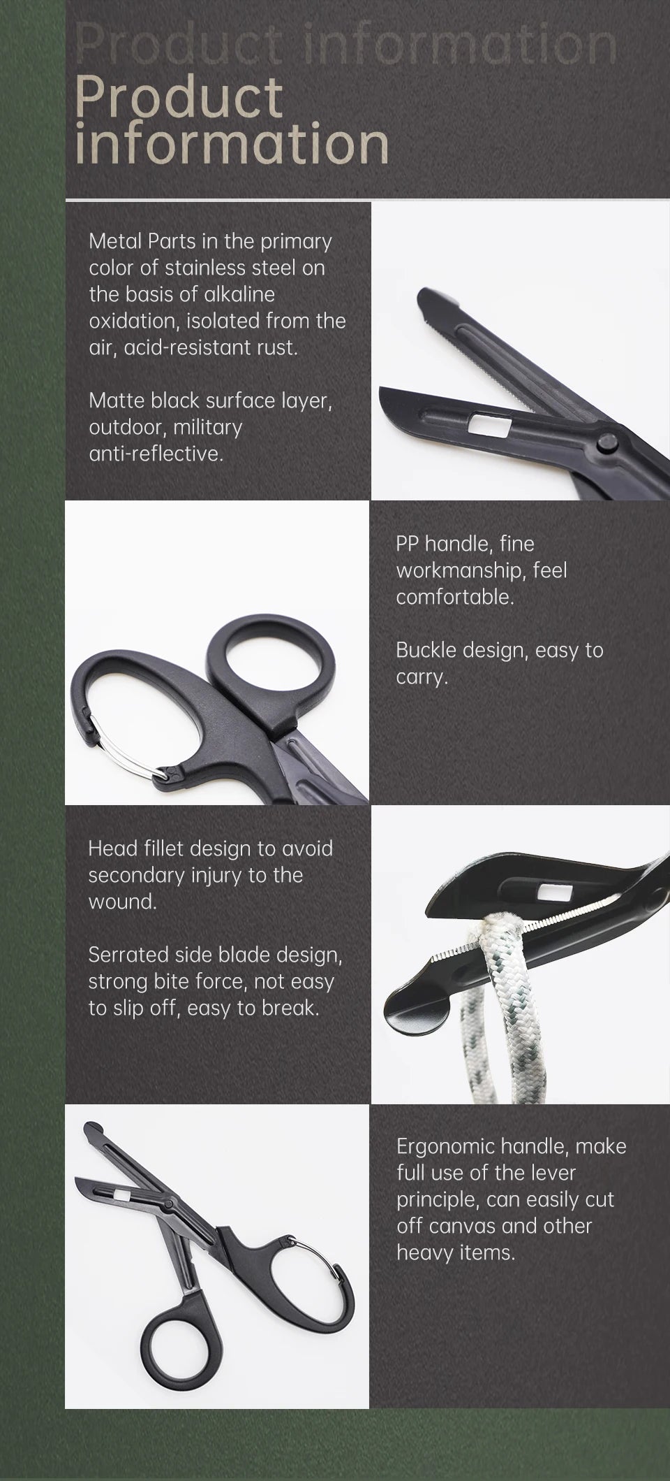 Rhino Rescue Trauma Shears 7.5" Premium Stainless Steel Medical Emergency Scissors with Non-Stick Blades, Fluoride-Coated 1PC