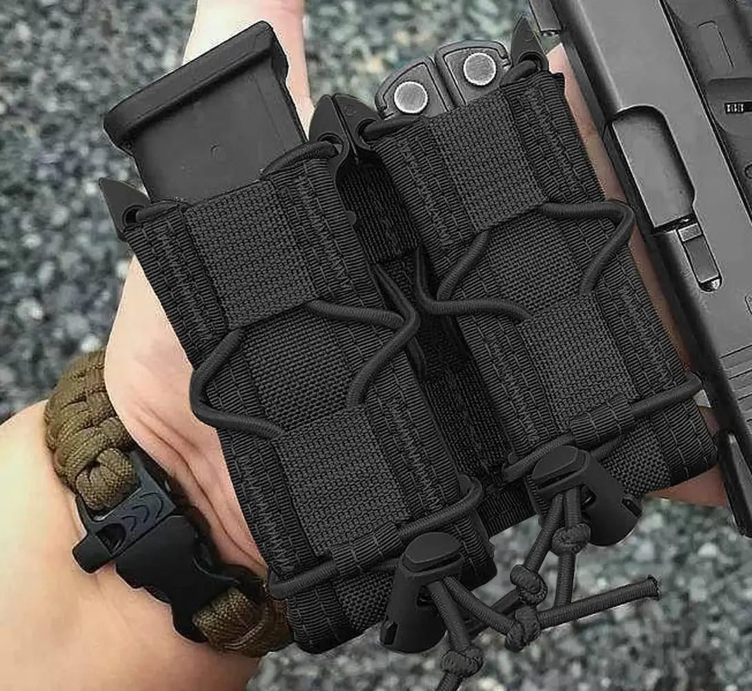 1pc Molle Pistol Mag Pouch Single Double Stack Magazine for 9mm/.40 Calibers 45acp Glock S&W M&P, Sig 226/229, and  so on